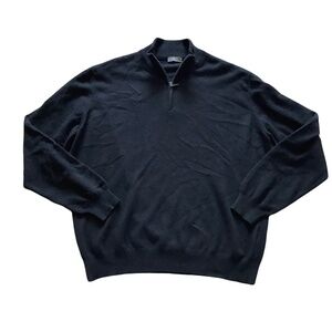 100% CASHMERE MADE IN ITALY AVON CELLI 1/4 Zip Black Sweater